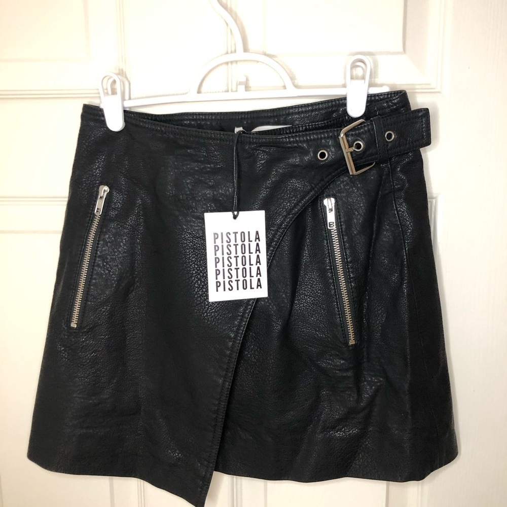 Pistola Rey vegan leather wrap skirt in Raven NWT new - Picture 7 of 11